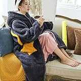 Verschleißfeste Decke Pullover Winter Weiche Korallenfleece Kapuzendecke mit dicken Ärmeln Warme Plüsch Flauschige Sofadecke (Farbe: Farbe 3 Größe : Medium) (Farbe 4 Large)