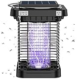 Insektenvernichter Elektrisch Fliegenfalle Mückenfalle Solarladung UV Insektenfalle Moskito Killer Mückenlampe IP65 Wasserdichter für Garten, Camping, Balkon und Schlafzimmer