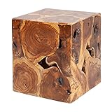 invicta INTERIOR Massiver Beistelltisch Square 40cm Teakholz Würfel Sitzhocker Wohnzimmertisch Tisch Hocker Holzhocker