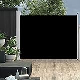 CIADAZ Ausziehbare Seitenmarkise, Windschutz Garten, Terrassen Sonnenschutz, Sonnenschutz Garten, Privat Sphären Wand, Balkon Sichtschutz, 140×500 cm Schwarz