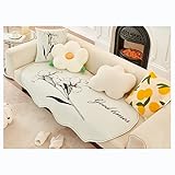 YYDSWTW Geformte Sofa Kissensofa Deckungen unregelmäßiger Sessel Sessel Schlupfbezug mit Nicht rutschenden dekorativen Sofa Abdeckungen Waschbar für Wohnzimmer Fensterblock 90X120CM Lilienblume
