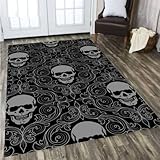 KARERS Skull Serie Teppich Wohnzimmer Sofa Tisch Teppich Wohnkultur Schlafzimmer Bodenmatte Anti Rutsch Flur Badezimmer Eingang Fußmatte 140x200cm