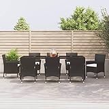 Festnight Sitzgruppe Rattan Garten 8 Personen,Essgruppe Outdoor 8 Personen,Polyrattan Essgruppe 8 Stühle Und EIN Tisch,mit Kissen Schwarz,Rattan Gartenmöbel Set Wetterfest (250 cm Tischlänge)