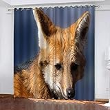 GOKSEL Gardine Vorhänge 2 Stück x 140 B x 245cm Tier & Gelbfuchs Verdunklungsvorhang Verdunklungsgardinen mit Ösen