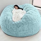 Ninhao 7ft Big Bean Bag Chair Cover, waschbar Riesen Sitzsack Cover für Jugendliche, Erwachsene, Haustiere, Flauschiges Fell tragbares Wohnzimmer Faule Schlafsofa Abdeckung (ohne Füllstoff)