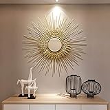 Sonnenspiegel Gold 60cm/70cm/80cm, Metall Sunburst Hängender Spiegel für Wand, Wandspiegel-Dekor für Zeitgenössische Schlafzimmer Badezimmer Vanity Entryway Wohnzimmer,80cm