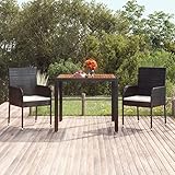 Festnight Gartentisch Rattan,Terassentisch Wetterfest mit Holzplatte Schwarz,Gartentische Für Draußen,Rattan Tisch,Balkontisch Rattan,Outdoor Esstisch,Esstisch Balkon 90x90x75 cm