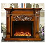 Elektrischer Kamin Elektrischer Kamin Insert Feuerbox Dekorativer Kamin Chimneypiece Holz Mantel LED Optische Flamme Wandkamin (Color : Brown with heater)