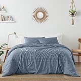 Boho Bohemian Tribal Bettwäscheset mit geometrischem Muster, Schwarz und Staubblau, 3-teilig, für Queen-Size-Bett, ästhetisch, Aztekenmuster, Urban Southwestern Indian Farmhouse