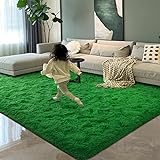 HOMORE Luxuriöser, flauschiger Teppich, moderner Shag Teppiche für Schlafzimmer, Wohnzimmer, super weicher und bequemer Teppich, niedliche Teppiche für Kinderzimmer, Mädchen, Zuhause, 10 x 15 m, grün