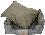 Dekoleidenschaft Tierbett Comfort in grau/grün, 70x60 cm groß, pflegeleicht, inkl. Kissen, abwaschbar, Hundesofa, Hundebett, Hunde-Schlafplatz