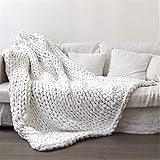 Strickdecke, gewebte Decke, gestrickte Überwurfdecke für Bettsofa, handgefertigte Strickdecke, handgewebte Überwurfdecke, handgewebte Decke für Bett, Sofa, Stuhl, Wohnkultur (Weiß 100*200cm/40*80in)