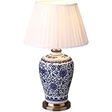 Große orientalische Keramik-Tischlampe, Schlafzimmer-Nachttischlampe, chinesische Schreibtischlampen aus blauem und weißem Porzellan, antike Vase aus China, Schlafzimmer-Schreibtischlampe, Büro-Nach