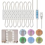 SZILBZ Led Spiegelleuchte, spiegel beleuchtung mit 45 Leds, 5M Länge Make Up Licht, RGB und Kaltweiß LED Schminkspiegel Kit (45 Leds)