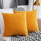 Sunia Kissenbezüge 40x40 cm Set mit 2 Samt Moderne Kissenbezüge dekorativen quadratischen rechteckigen Kissenbezüge für Couch Bett Sofa Stuhl Schlafzimmer Wohnzimmer, Gelb