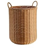 XENITE Korb for schmutzige Kleidung, Rattan-Imitation, Korb for schmutzige Kleidung, Hotel-Badezimmer-Wäschekorb, Aufbewahrungskorb for schmutzige Kleidung Körbe (Color : Brown, Size : 30 * 44cm)