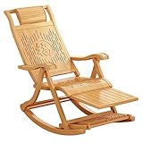 SFXYOYBT Holz Faltender Schaukelstuhl Outdoor, Faltender Gartenstühle, Zero Gravity Lounge Rocker Mit Kopfstütze, Tragbarer Entspannender Liegestuhl Im Freien Für Garten, Terrasse(Color:B)