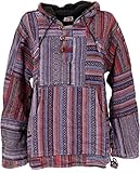 GURU SHOP Goa Unisex Kapuzenshirt, Stonewashed Patchwork Baja Hoody, Violett, Baumwolle, Size:XL, Sweatshirts & Hoodies Alternative Bekleidung