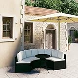 Chusui 5-TLG. Garten-Sofagarnitur mit Auflagen, Terrassenmöbel, Sitzecke Balkon, Loungemöbel Terrasse, Balkonset, Garten Lounge Sofa Set, Poly Rattan Schwarz