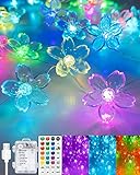 Led Lichterkette Mit Batterie und Timer USB Innen Bunt Kirschblüten Blumen Lichterkette Kinderzimmer Deko Mädchen Teenager Kinder Wand Frühling Sakura Japanische Kawaii Zimmer Hausbett Tisch Dekor