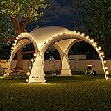 LED Event Pavillon 3,6 x 3,6m DomeShelter Garten Pavillion inkl. Solarmodul Pavilion Designer Gartenzelt Camping Pavilon Partyzelt mit Beleuchtung (Anthrazit)