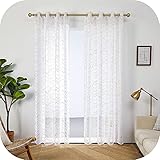 Amazon Brand - Umi 2 Stück Gardinen Vorhänge Halbtransparente Vorhang Ösenschal Voile mit Ösen Sheer Wohnzimmer Schlafzimmer Stores 229x140 (HxB) Weiß