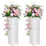 Nuptio Tafelaufsätze für Hochzeitstischvasen 2 Stück 80cm Hohe Blumenvase Kristallblumenständer für Partytischdekorationen Massenhochzeitsdekorationstisch mit Geometrischen Mittelstückständern