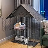 Katzenkäfig – Frettchenkäfig, Meerschweinchenkäfig, Katzenkäfig, Kleintier-Laufstall, DIY-Drahtzaun mit Tür für den Innen-/Außenbereich (schwarz b)