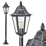 HOFSTEIN Außenleuchte Lignac, Wegeleuchte in antikem Look, Aluguß in Schwarz/Silber mit Klarglas-Scheiben, Stehleuchte 118 cm, Retro/Vintage Gartenlampe, E27-Fassung, IP44, ohne Leuchtmittel