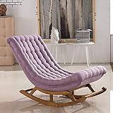 NOALED Schaukelstuhl, bequemer Relax-Nordic-Balkon-Massivholzstuhl, moderner Stoff-Freizeitmöbelstuhl, Schlafzimmer-Wohnzimmer-Außenbalkon-Liegestuhl, Tragfähigkeit: 200 kg (Rosa Lila + K