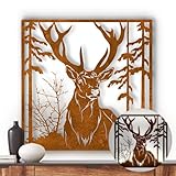 Terma Stahldesign Wanddeko Hirschkopf XXL Rost Made in Germany Hirsch Deko Metall, Wand-Bild Hirschkopf, Deko Wohnzimmer modern, Wandtattoo Hirsch Kopf