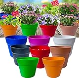 eaaerr Blumentöpfe, 8 Stück Bunt Blumentopf Mit Loch Kunststoff Hochwertiger Kunststoff Pflanztöpfe Moderne pflanzentöpfe Dekorativer Topf for Houseplants, Garden, Decking and Patios(Multicolor)