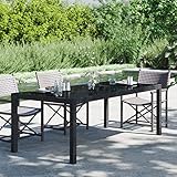 Festnight Gartentisch Rattan Schwarz,Gartentische Für Draußen,Terassentisch Wetterfest,Rattan Tisch,190x90x75 cm Balkontisch Rattan,Outdoor Esstisch,Esstisch Balkon,Gehärtetes Glas Poly Rattan