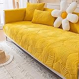 ZUVUYUO Samt Sofabezug Sofaschoner Antirutsch1 2 3 4 Sitzer, L Form Sofaüberwurf, Sofa überzug Ecksofa, Samt Couch Überwürfe Sofahusse Sofaüberwürfe rutschfest Sofa Abdeckung (Color : Gelb, Größe :