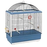 Ferplast Vogelkäfig Wellensittich Käfig Exotenkäfig, inkl. Vogelspielzeug, Vogel-Futternapf, Vogel-Sitzstangen, Schwarz, 59 x 33 x h 69 cm.