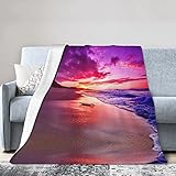 Flanelldecke mit schönem Strand-Sonnenuntergang-Druck, leicht, superweich, ultra-luxuriös, Plüsch-Fleecedecke, 127 x 152 cm