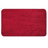 MIULEE Teppich Badematte Badezimmerteppich Bettvorleger Rutschfest Badteppich Badvorleger Saugfähige Duschvorleger Waschbar Fussmatte für Wohnzimmer Schlafzimmer Badezimmer 60x90 cm Rot