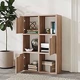 JUNZAI Bücherregal, Bookshelf, Regalbrett, Book Shelf, Bücher Regal, Deko Regal Wohnzimmer, Standregal, Graue Sonoma-Eiche 60x27,5x88 cm Spanplatte