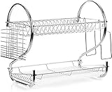 LYNSAY Abtropfgestell Geschirr Geschirrständer, 2 Etagen, Abtropfgestell, Abtropfbrett, Abtropfgestell, Tassenhalter, Schüsselhalter, Essstäbchenhalter, Schneidebretthalter