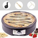 Duronic PM152 Crepe Maker | 1500 Watt | mit 37 cm Antihaftplatte | Teigverteiler, Wender und Messbehälter | Antihaftbeschichtung | Crepegerät für Pfannkuchen, Pan Cakes, Omeletts, Palatschinken