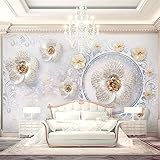 Tapete Fototapete 3d Effekt Leichter Luxus und einfache Blumen Wandbild Wandtapete Hauptdekorationen für Wohnzimmer Schlafzimmer-（400cm×280cm）weiß