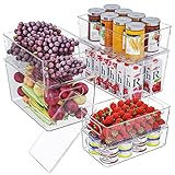 YOCOLE Kühlschrank Organizer Set mit Deckel, 6er Stapelbar Fridge Organizer, BPA Free Durchsichtig Kühlschrank Ordnungssystem aus Kunststoff, Aufbewahrungsbox für Küchen Schublade Schränke