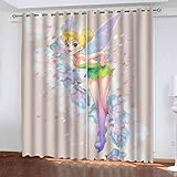 QROXY Tinkerbell Elf Verdunkelungsvorhang Wasserdichter Stoff Gardinen Für Kinderzimmer,Ösen Oben Für Gardinen,3D-Digitaldruck 100% Polyester (8,183×160BxH=91.5×160cm×2)