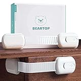 BEARTOP Kindersicherung Schrank | Schranksicherung Baby | Schrankschloss | BPA-frei | Einstellbare Länge | Starker Halt | 3cm-12cm | Weiß | 8 Stück