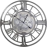 MINDONG HZH Wanduhr Vintage Real Moving Gear Wanduhr Stille Metall Übergroße Uhren Leicht zu lesende römische Ziffern Wanduhr für Wohnzimmer, Küche Kunst Wohnkultur Stille Uhr