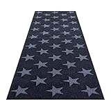 HOMEFACTO:RI Küchenläufer Küchenteppich Teppichläufer Brücke Sterne Stars | waschbar, Größe:ca. 60 x 180 cm, Designs:Sterne | schwarz grau