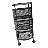 Cabilock 1 Stück Regal Metall Lagerregale Drehbares Bücherregal Eckbuchregal Obstkorb Ständer Utility Rack Lagerung Metallkörbe Bewegliches Bücherregal Küche Gemüseregal Schwarzes Eisen