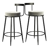 YHJZSM Barhocker, Samthocker, Moderne Barstühle mit schwarzen Metallbeinen, Barhocker, Küchenhocker, Esszimmerstühle, 2er-Set, Grau (graue Sitzhöhe 65 cm)