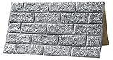 3D Brick Peel And Stick Wallpaper, 70 * 77Cm/27.5 * 30Inch DIY Imitation Brick Self Adhesive Wall Sticker Selbstklebend Wandpaneele für Schlafzimmer, Wohnzimmer, Balkon, Küchen Gray,15 pcs