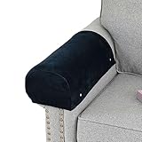 toiasnu Samt Armlehnenbezüge, 4 Stück Sofa Armkappen Verdicken rutschfest Sesselschoner Abnehmbarer Waschbar Möbelschutz-Navy Blau-4 Stck